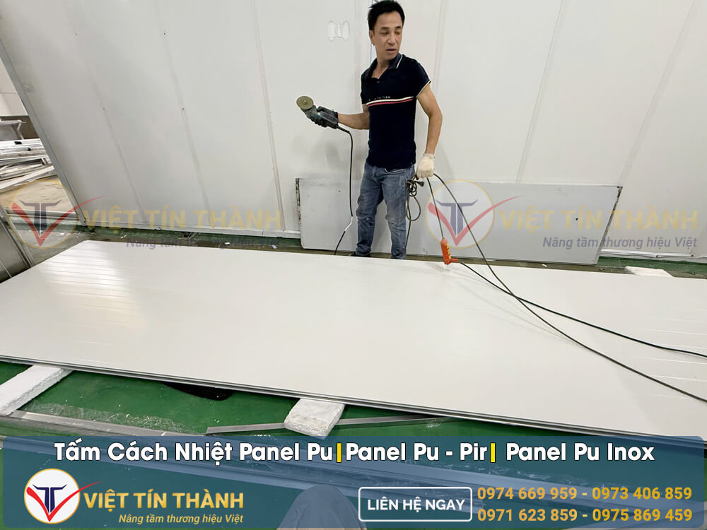 thi công panel pu 2 mặt inox